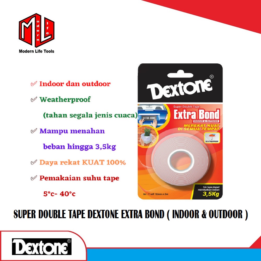 Double Tip Kuat Double Tape Dextone Extra Bond Indoor Dan Outdoor