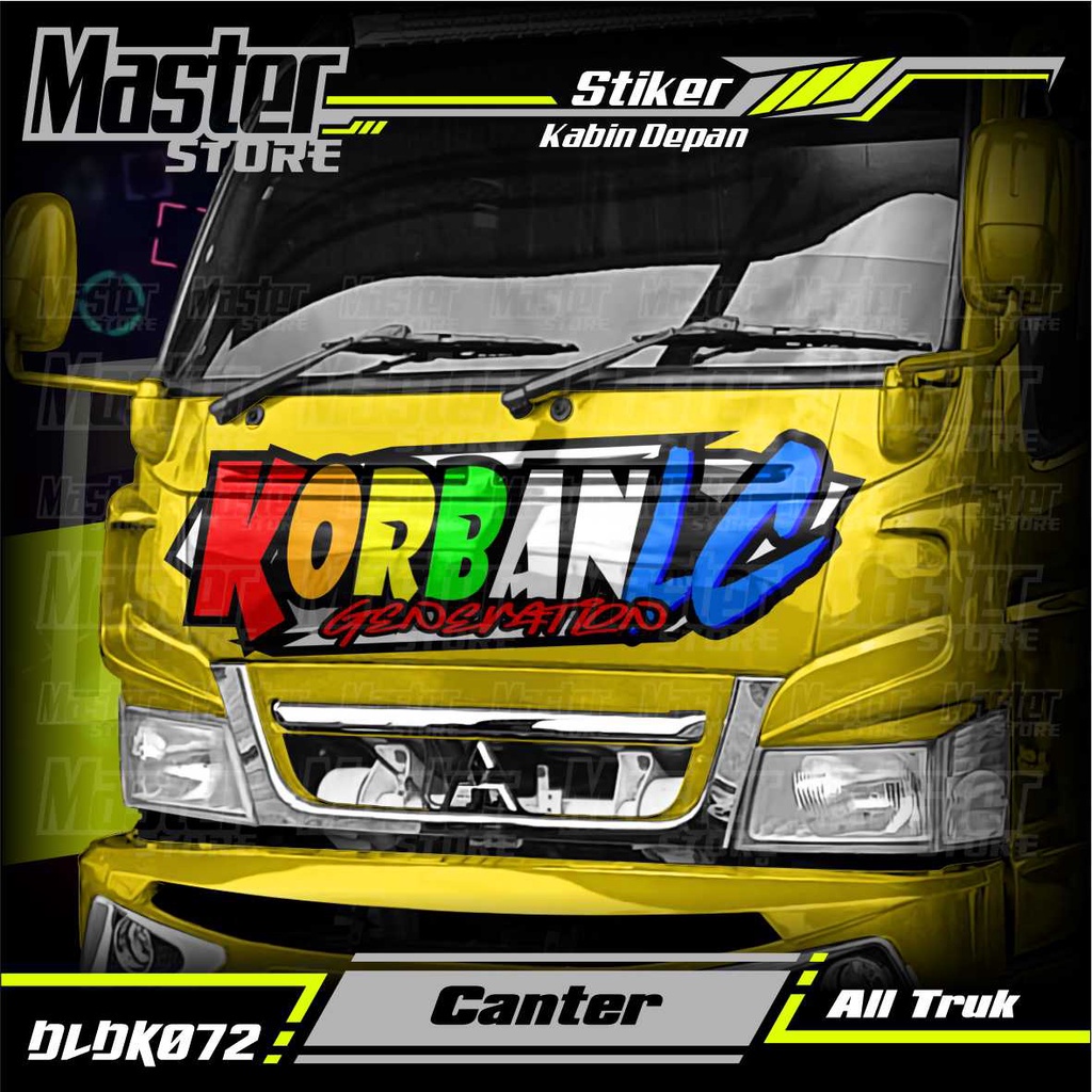 Stiker Decal Kabin Depan KORBAN LC Full Laminasi Anti Gores, Anti Pudar All Truk Canter, Ragasa, Tep