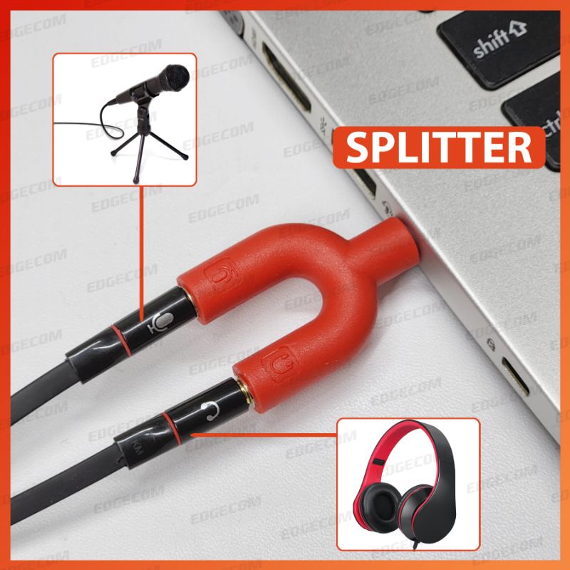 Konektor Splitter Audio + Mic Jack 3,5mm Headphone Microphone