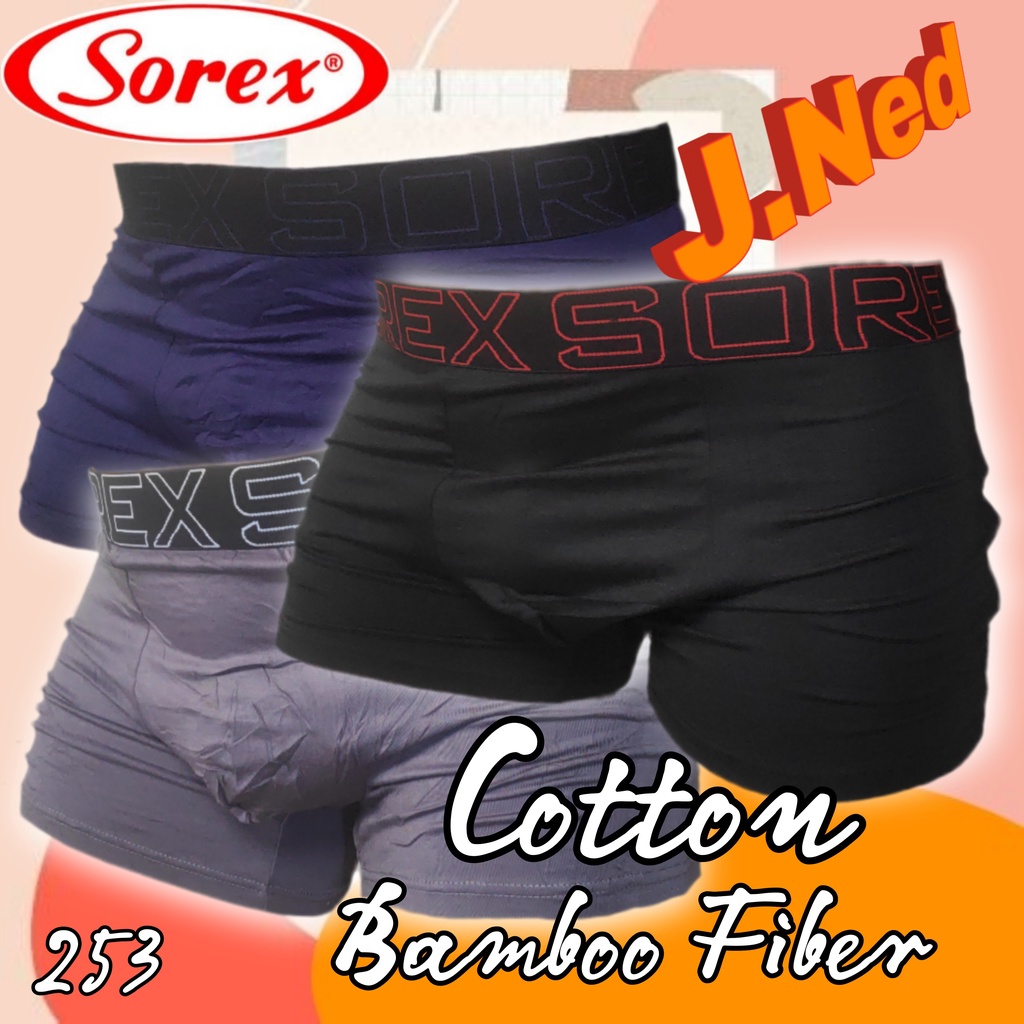 J253T (ISI 3 PCS) CELANA DALAM PRIA BOXER SOREX SIZE S - XL