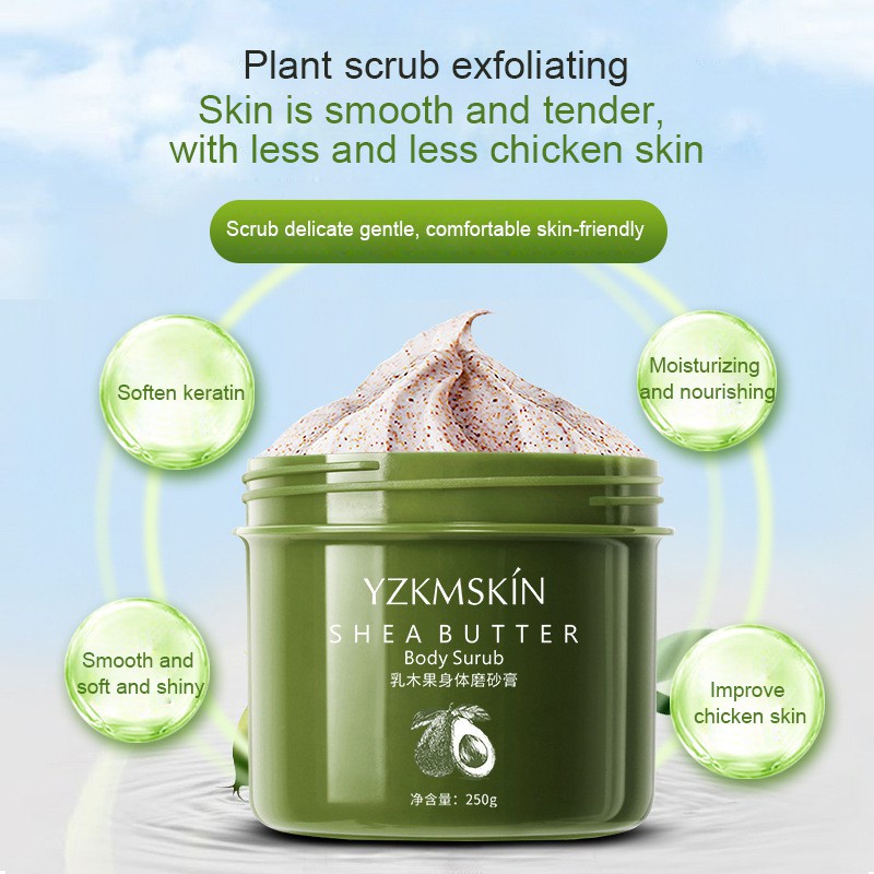 Body Scrub Niacinamide Scrub Menghilangkan sel mati 250g Scrub badan Peeling Kulit Ayam Exfoliating Whitening Shea Butter Scrub whitening body lotion Memberi nutrisi pada kulit