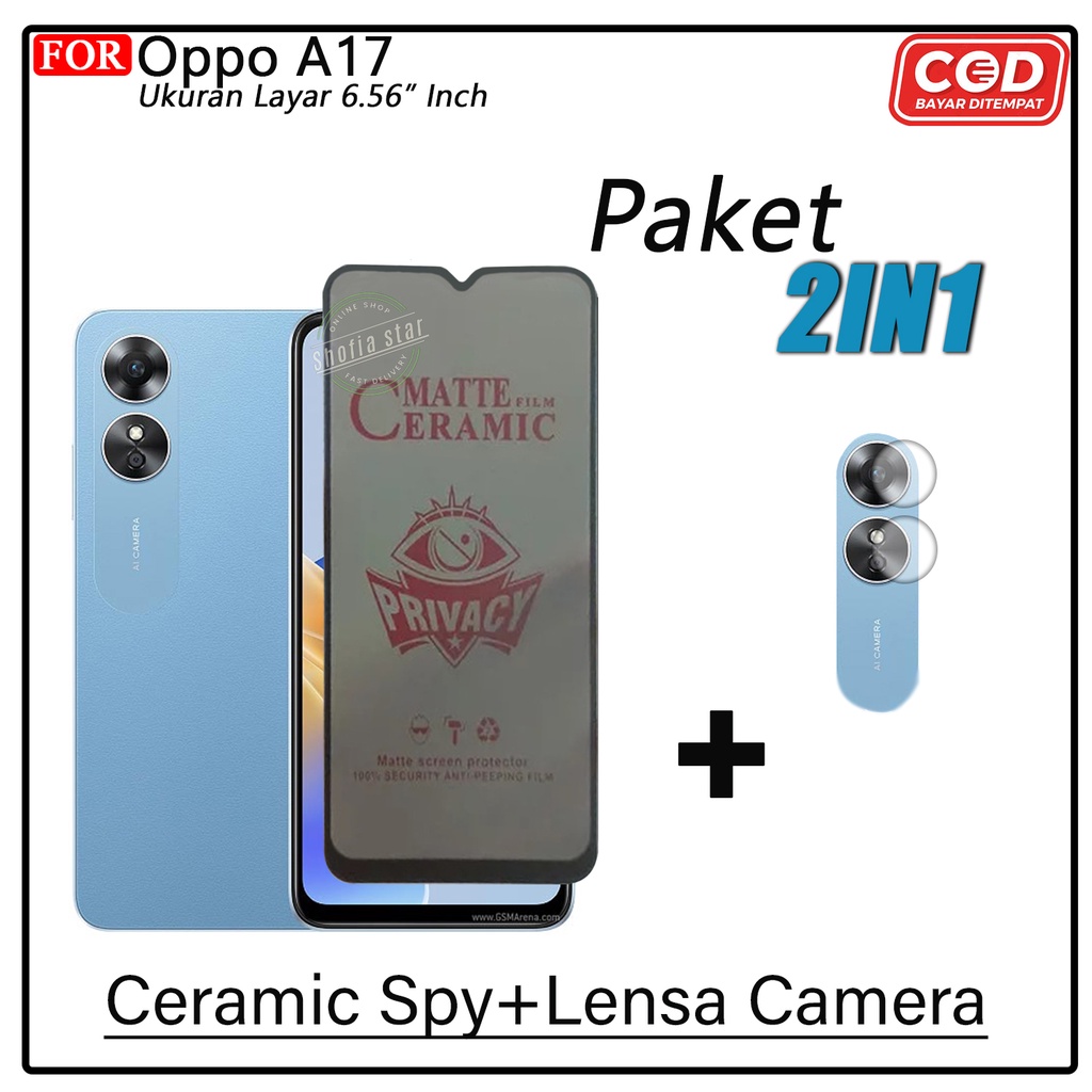 PAKET 2IN1 Tempered Glass Matte Oppo A17 A17k Anti Glare Full Layar