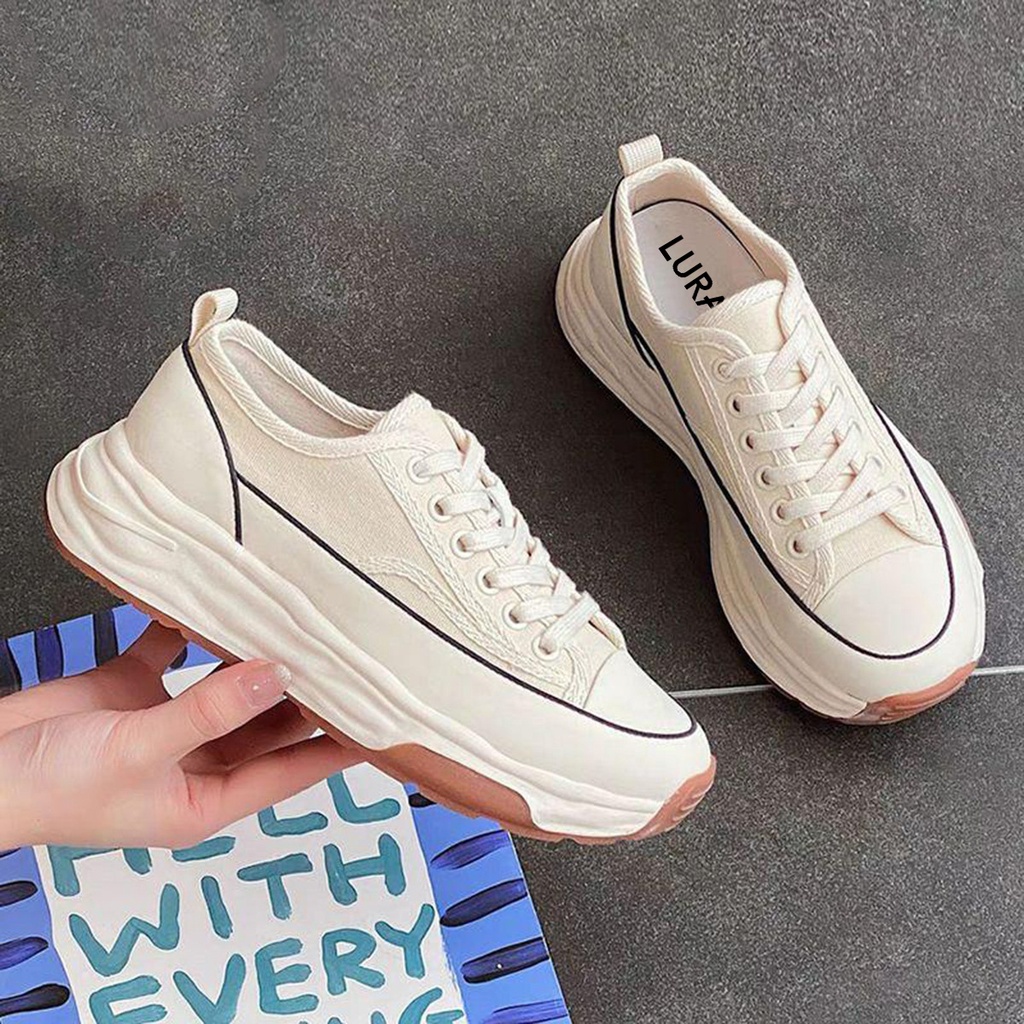 LURAD Sepatu Wanita WL212 Kanvas Sepatu Cewek Canvas Pelajar Kuliah Hangout Bagus Casual Kekinian