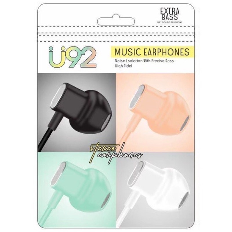 EARPHONE VIBOX MACARON U92 HF EXTRA BASS HANDSFREE HEADSET ROXY