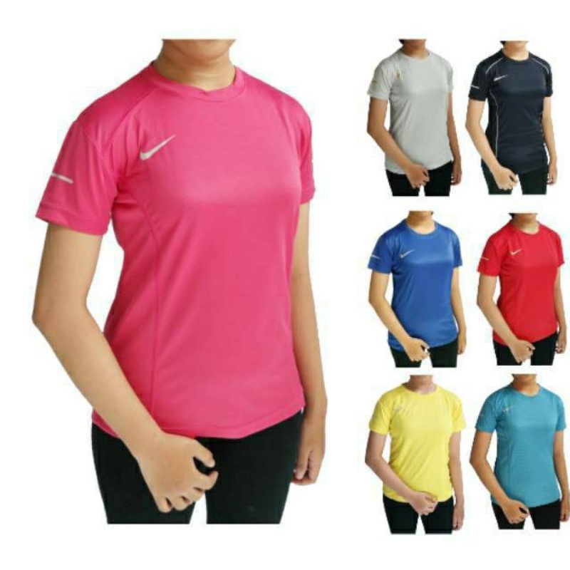 Baju Senam Wanita | Kaos Olahraga | Jersey Bulu Tangkis Aerobik Badminton GYM Sepeda Senam Lari Jogi