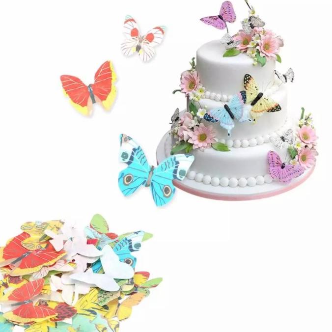 

Edible Butterfly Cake Decorating Hiasan Topping Topper Dekorasi Kue