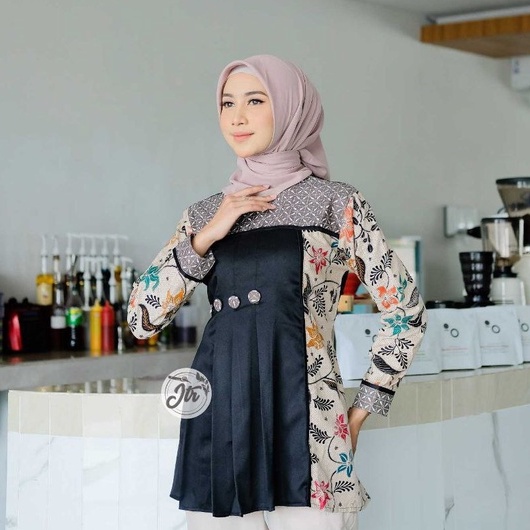 Baju Batik Wanita Modern Atasan Blouse Batik Kerja Kantor Wanita Motif Mayang