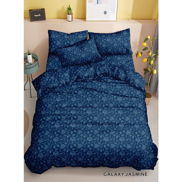 Bedcover Selimut Tanpa Sprei Bahan Jacquard Emboss Motif Aesthetic UK 180 x 200 warna Navy