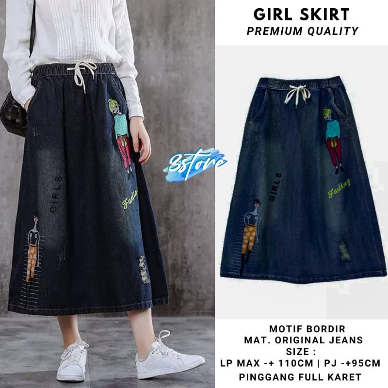 BEIBY SKIRT (ROK JEANS BORDIR GIRLS) | GIRLS SKIRT OUTFIT REMAJA OOTD KEKINIAN