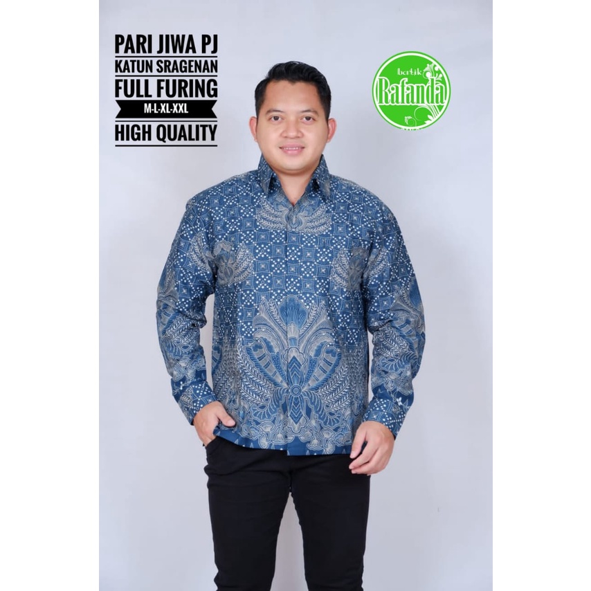 PARI JIWA RAFANDA BATIKSOLOAMANAH KEMEJA BAJU BATIK PRIA SOLO LENGAN PANJANG PENDEK LAPIS FURING ATASAN BATIK PREMIUM MODERN KATUN HALUS WULU SEKTI KOPI MOCA ARFANA NAVY MARENO  MERAK SOGAN WULU SEKTI MERAK MERAH ABSTRAK CABE MERAH PUSAKA BIRU GELEMBUNG