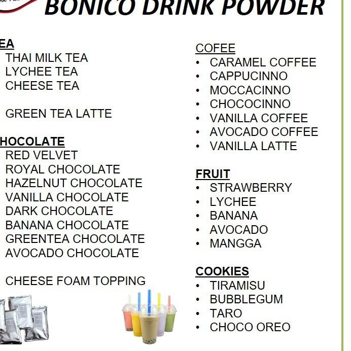 

Terbaru dan terlaris BONICO ROYAL CHOCOLATE powder 1kg Bubuk minuman COKLAT drink flavor powder ice blend milk shake serbuuu !