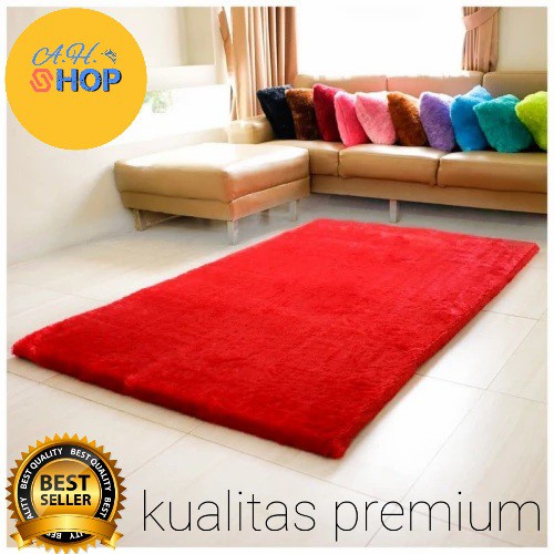 Karpet Bulu Rasfur Kecil Ukuran 100x150x2.5 cm - Merah(W3U1) ⭐⭐⭐⭐⭐ ASA KARPET BULU RASFUR PREMIUM bu