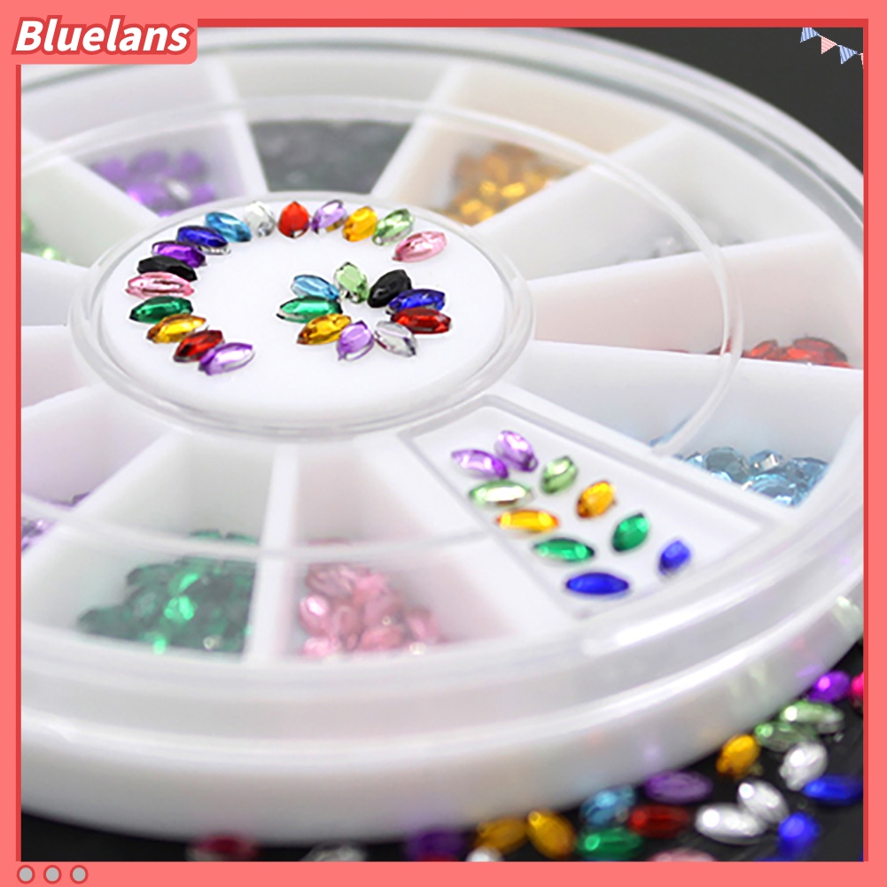 [bluelans] Stiker Stud Glitter 3D Bentuk Oval Multi Warna untuk Dekorasi Nail Art DIY