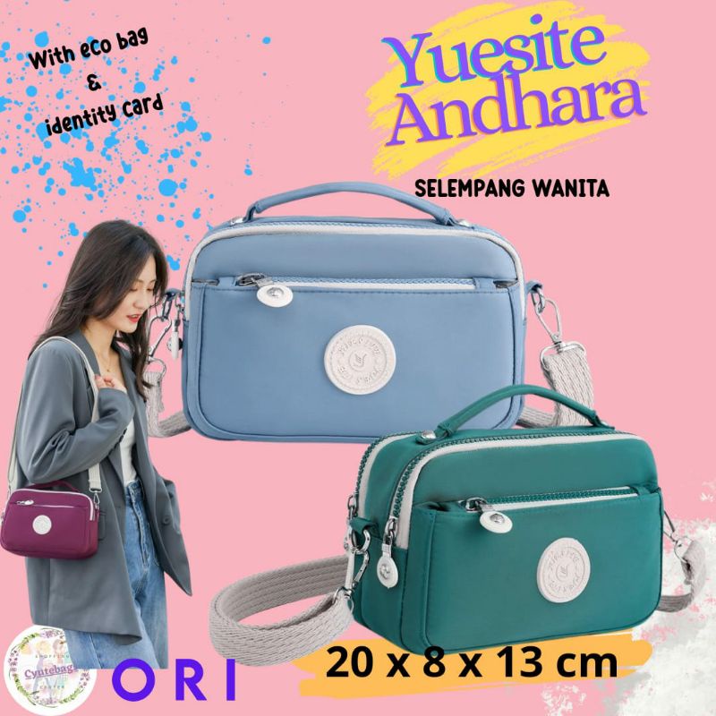 Tas wanita Yuesite Andhara tenteng selempang handbag import anti air