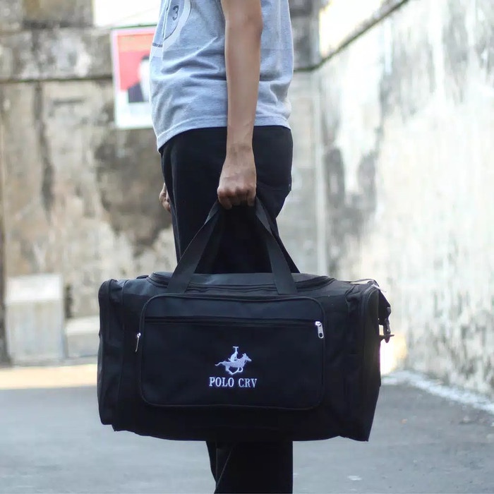 TAS CELANA PAKAIAN BAJU MURAH Tas Ransel Jinjing Polo CRV Hitam Tas Travelling Mudik Kerja Besar