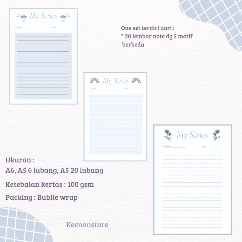 

Isi binder NOTE part 1 Ukuran A6 & A5 .