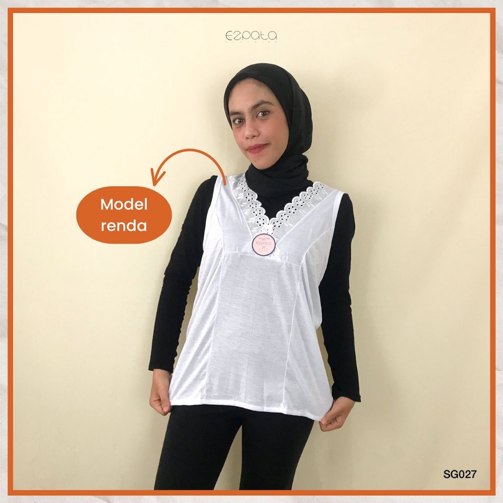 Ezpata Kaos Dalam Singlet Wanita Remaja Renda Polos Ukuran L XL Termurah