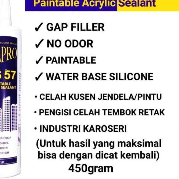 

Lem Acrylic Sealant ELLPRO AS57 Paintable Sealant bisa dicat 450gram - GREY