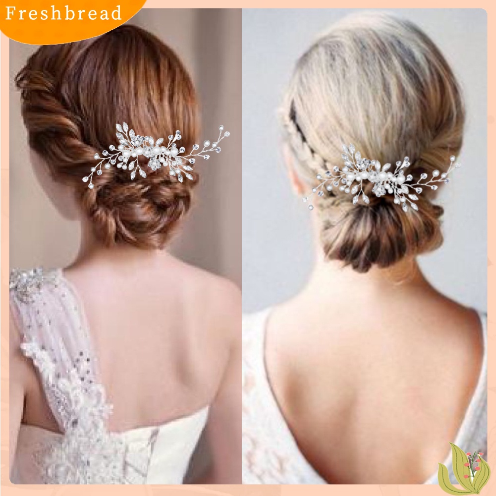 (Fresh) Sirkam Hiasan Rambut Bridal Aksen Mutiara / Berlian Imitasi Untuk Wanita