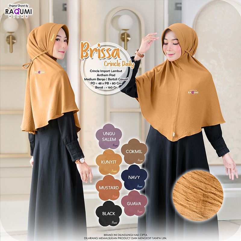 BRISSA CRINCLE DAILY RAQUMI ORIGINAL | NEW HIJAB RAQUMI | JILBAB PAD TALI