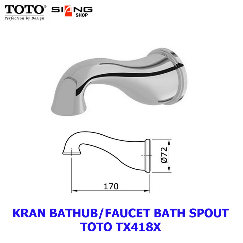 KRAN BATHUB / FAUCET BATH SPOUT TOTO TX418X