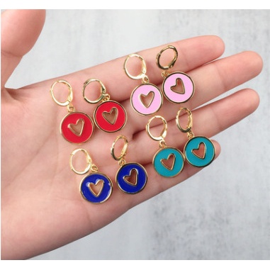 Anting Bentuk Hati Model hollow Bahan Tembaga