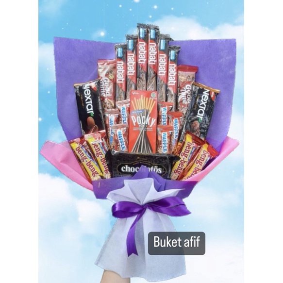 

(S) BUKET UNGU CANTIK RASA COKLAT/Anniversary/bingkisan Snack Ulang Tahun/Ultah/Wisuda