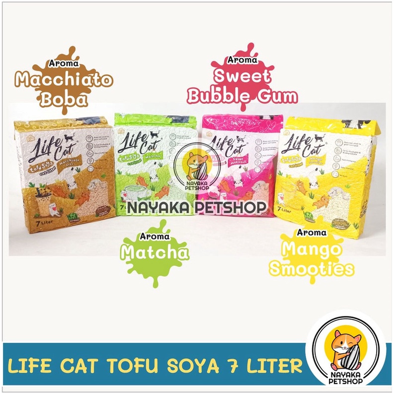 Pasir Kucing Gumpal Life Cat Tofu Soya 7 Liter 2,5 Kg Cat Litter Organic Pengganti Zeolit Wangi Pup Kencing Kotoran Hewan Lifecat Tofusoya Kedelai Organik