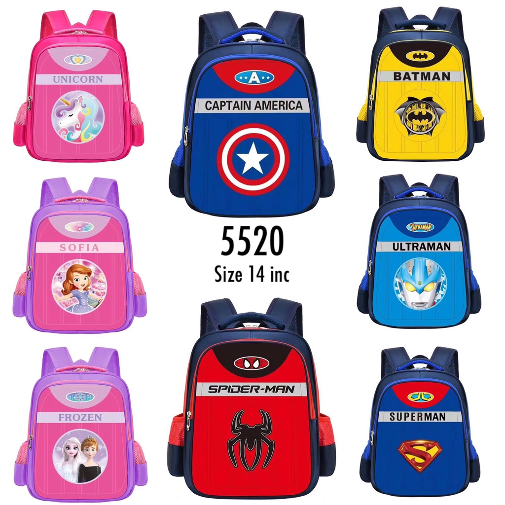 Tas Sekolah SD Ransel Anak Laki-Laki 3D Emboss Tas Anak Import Karakter Superhero Timbul Backpack School for Boys Karakter Marvel 3D