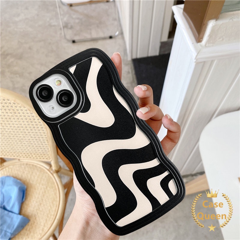 Case VIVO Y36 Y22 Y20 Y12 Y15A Y12s Y33s Y35 Y15s Y12i Y16 Y15 Y11 Y11s Y21 T1 Y75 V20 V23E V21 Y30 Y21s T1 Y91C Y91 Y1s Y55 Y17 Fashion Art Motif Zebra Lembut Bergelombang Penutup Tepi