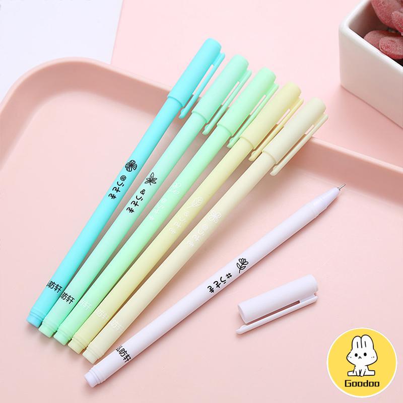 6 Pcs/Set Pen Pulpen Gel Retractable Tinta Hitam 0.5mm Warna Siswa Tanda Tangan Pena Sekolah Kantor Pasokan Alat Tulis -Doo