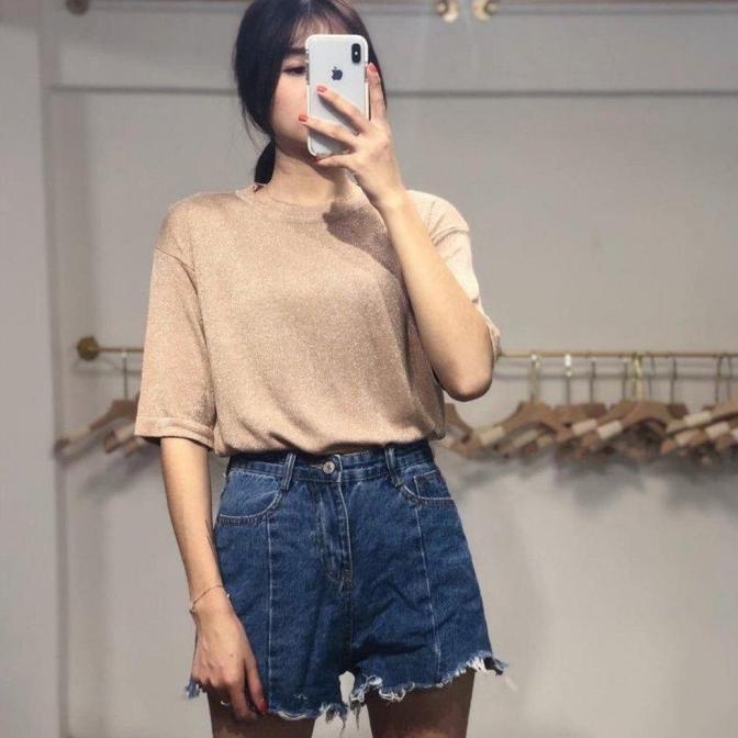 HARGA TERBAIK!!! JENN GLITTER BLOUSE TOP - ATASAN WANITA IMPORT GLITTER