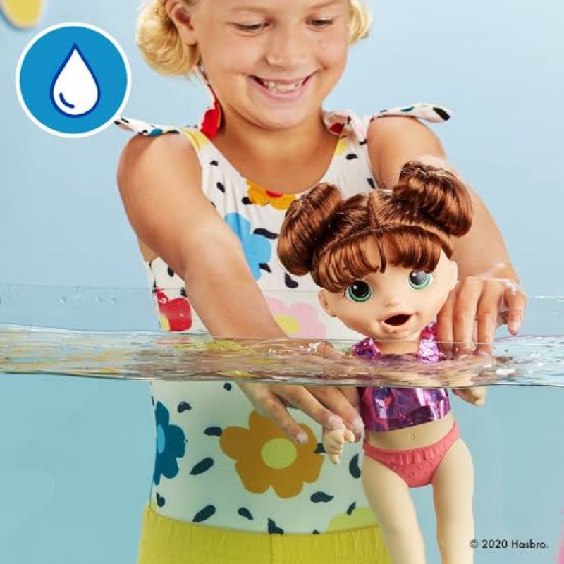 ori original hasbro baby alive sunshine snacks brunette hair doll beach eat poop swim brown mainan boneka anak bayi mandi shower pool coklat rambut asia asian kado ultah hadiah cewek perempuan muaguek first month full gift toy toys pretend play