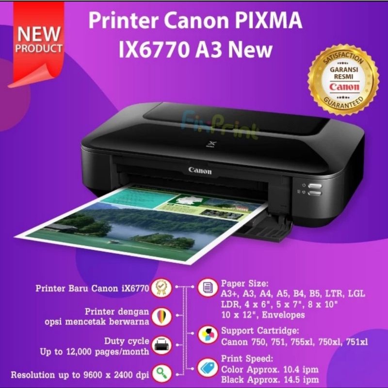 Printer Canon PIXMA IX6770 IX 6770 IX-6770 Print A3 GARANSI RESMI