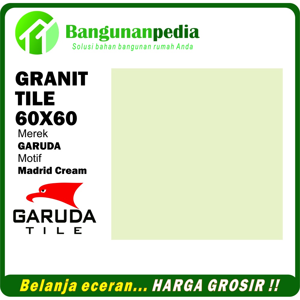 Granit Lantai Garuda Cream Polos Kilap Madrid GS62001 60 x 60 KW 1