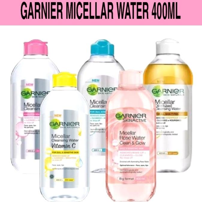 Garnier Micellar Water 400ml Pink / Biru / Kuning Biphase Oil 400 ml