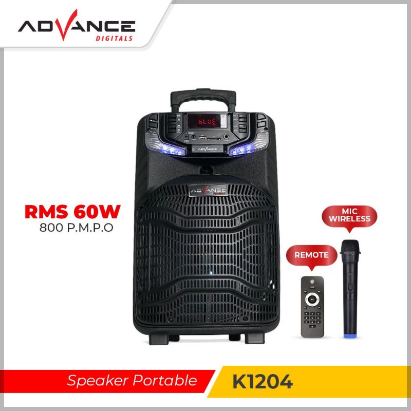 Speaker Advance K1204 Meeting Bluetooth Portable Plus Mic Wireless Karaoke pengajian senam Gitar / speaker karaoke oke / K-1204