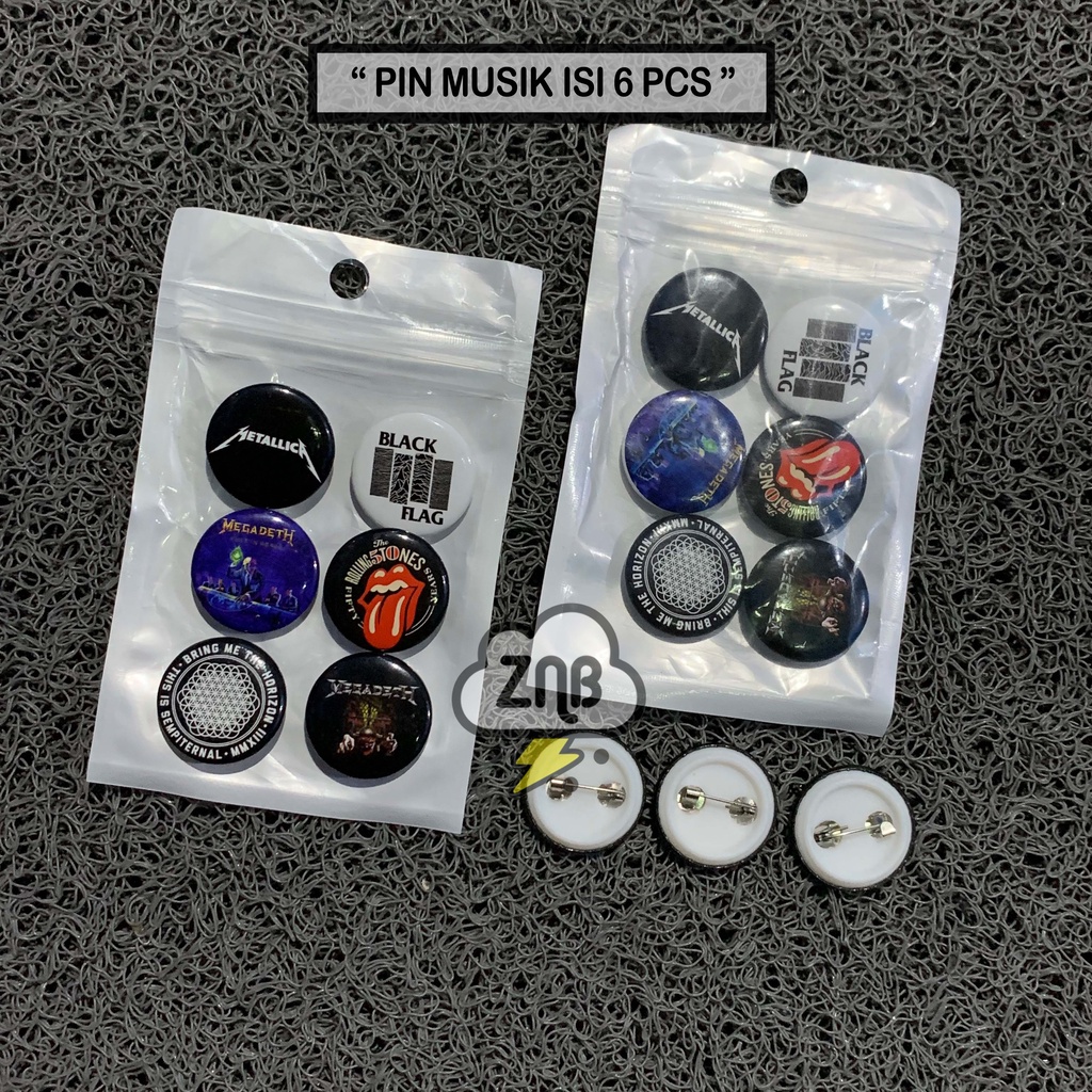 PIN ROLLING STONE PIN MUSIK ISI 6 PCS PIN BROSH BEST QUALITY