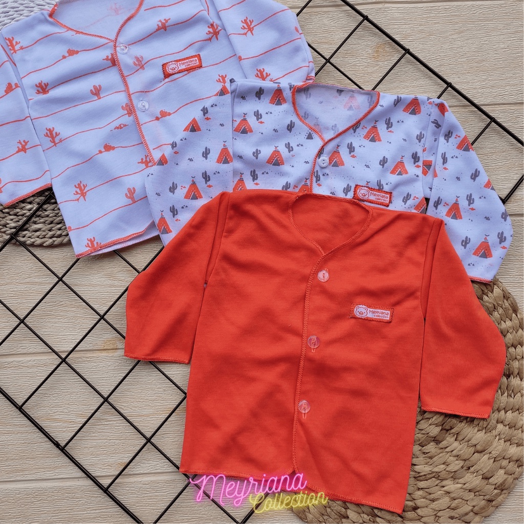 3 PCS Baju Bayi Baru Lahir Lengan Panjang Seri Orange Meyriana Collection