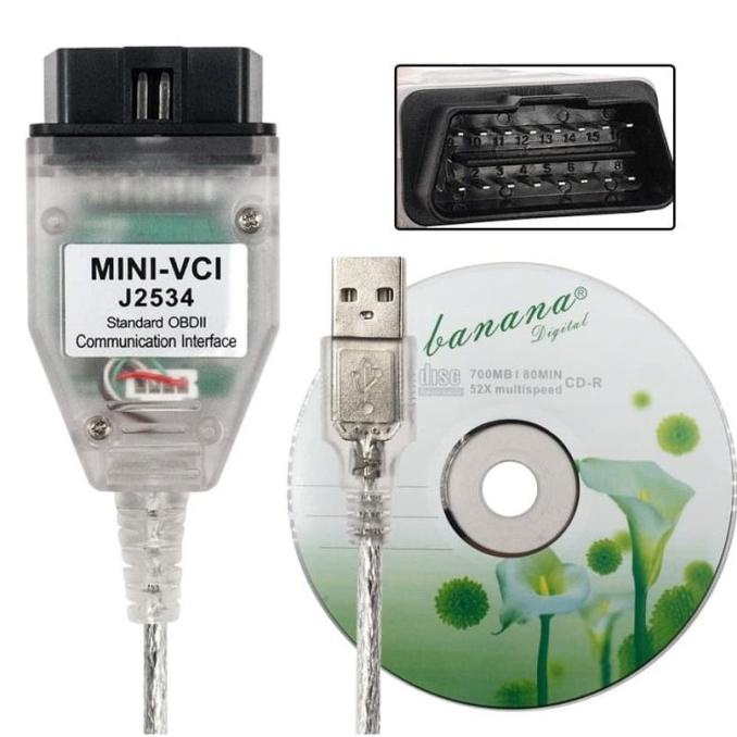 Otomotif Mini VCI J2534 Kabel Diagnostik Konektor USB Mobil Untuk Toyo