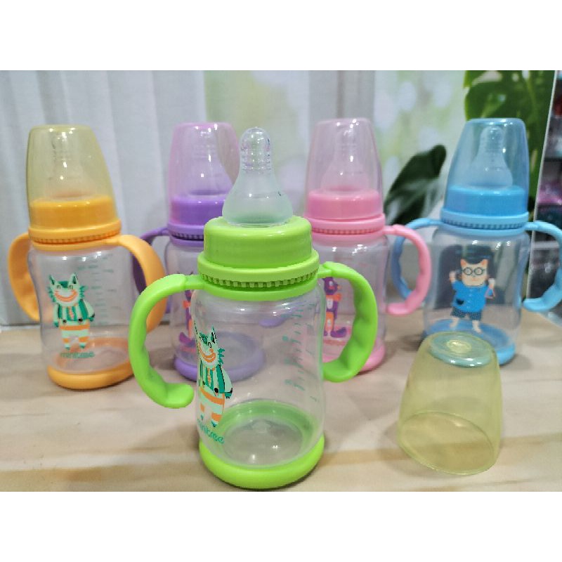 Botol Susu Nipple Ulir Dengan Pegangan Karakter Lucu BPA Free/SlimNeck 150 ml