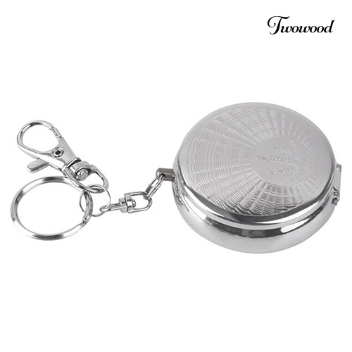 Gantungan Kunci Bentuk Bulat Mini Portable Bahan Stainless Steel