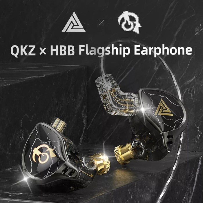 QKZ x HBB with Mic Titanium Coated Diaphragm Driver HIFI Earphone IEMs - Hitam