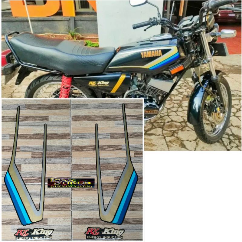 striping original Yamaha RX KING hitam biru tahun 1990