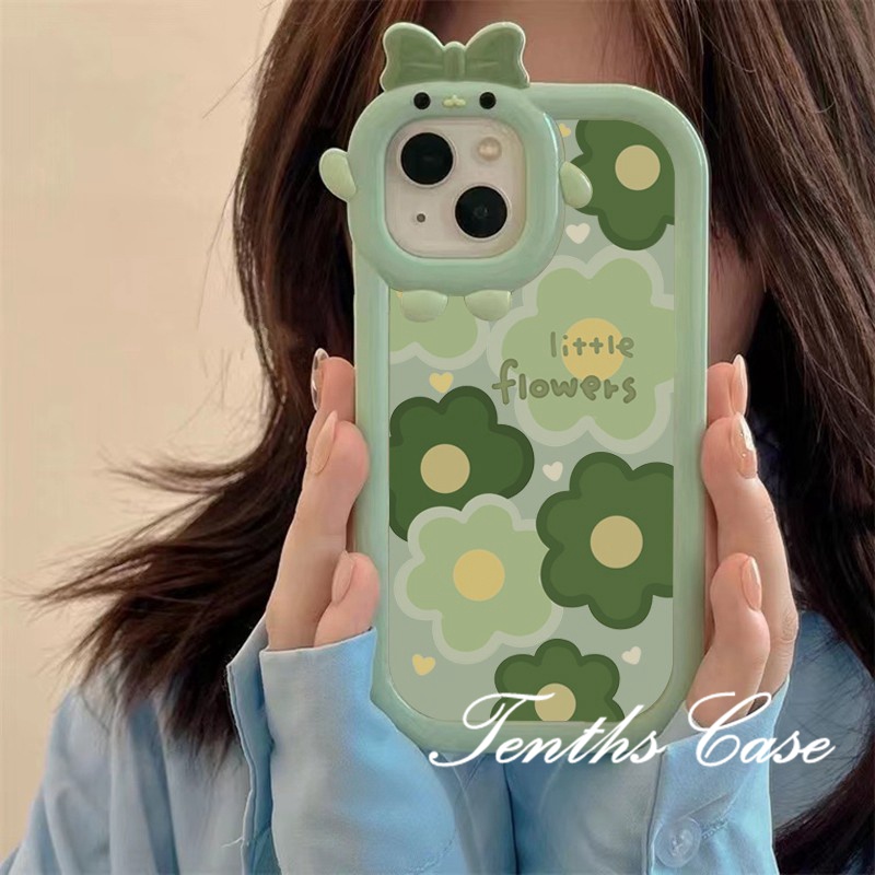 Redmi Note12 10C 9A 9C 9T Note 11 Pro+10 Pro 9T Mi12 Poco M4 Pro X3 GT Bunga Hijau Kecil Casing Ponsel Soft Cover Pelindung