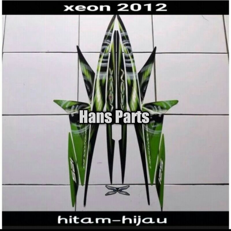 STRIPING YAMAHA XEON KARBU 2012 HITAM-HIJAU