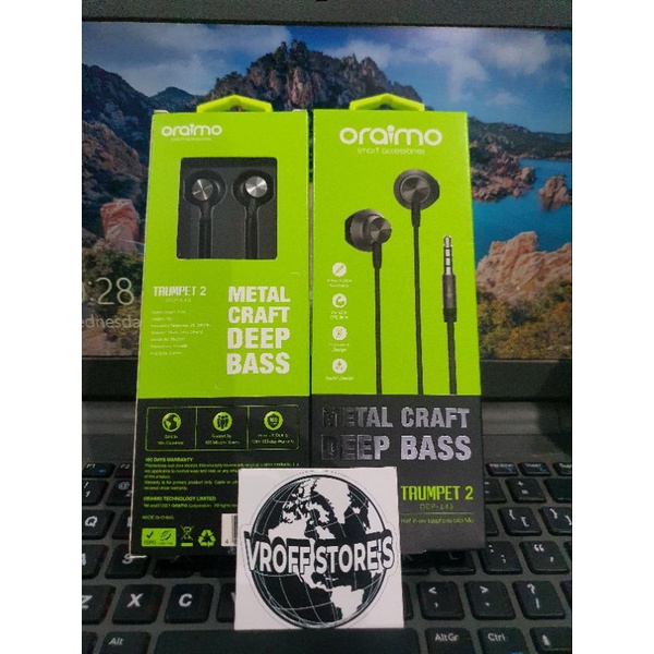 HEADSET NEW ORAIMO TRUMPET 2 OEP-E43 OEP E43 Inclined Ear HD Speaker Stereo Earphone Black ORIGINAL Garansi Resmi 1 Tahun