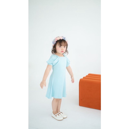 VS - PUFFY SLEVEES DRESS ANAK PEREMPUAN / DRESS PUFFY BALITA ANAK PEREMPUAN POLOS RIB 1-5 THN