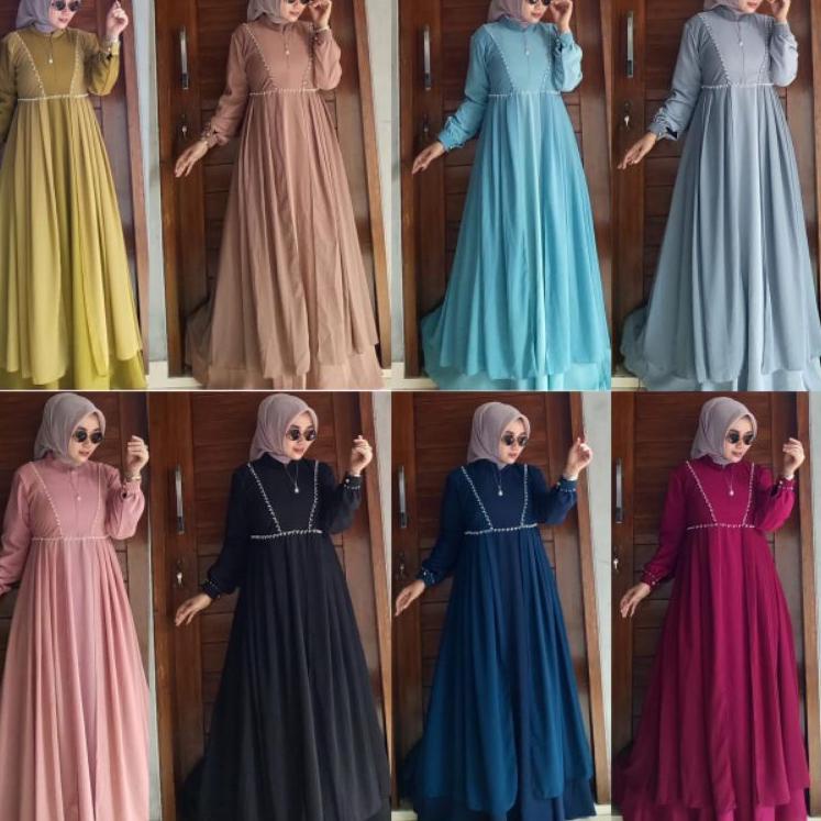 Stok Terbaru Nabila dress vol.2 ALHAYA /Gamis pesta/gamis terbaru/gamis ceruty armani/gamis polos/ga