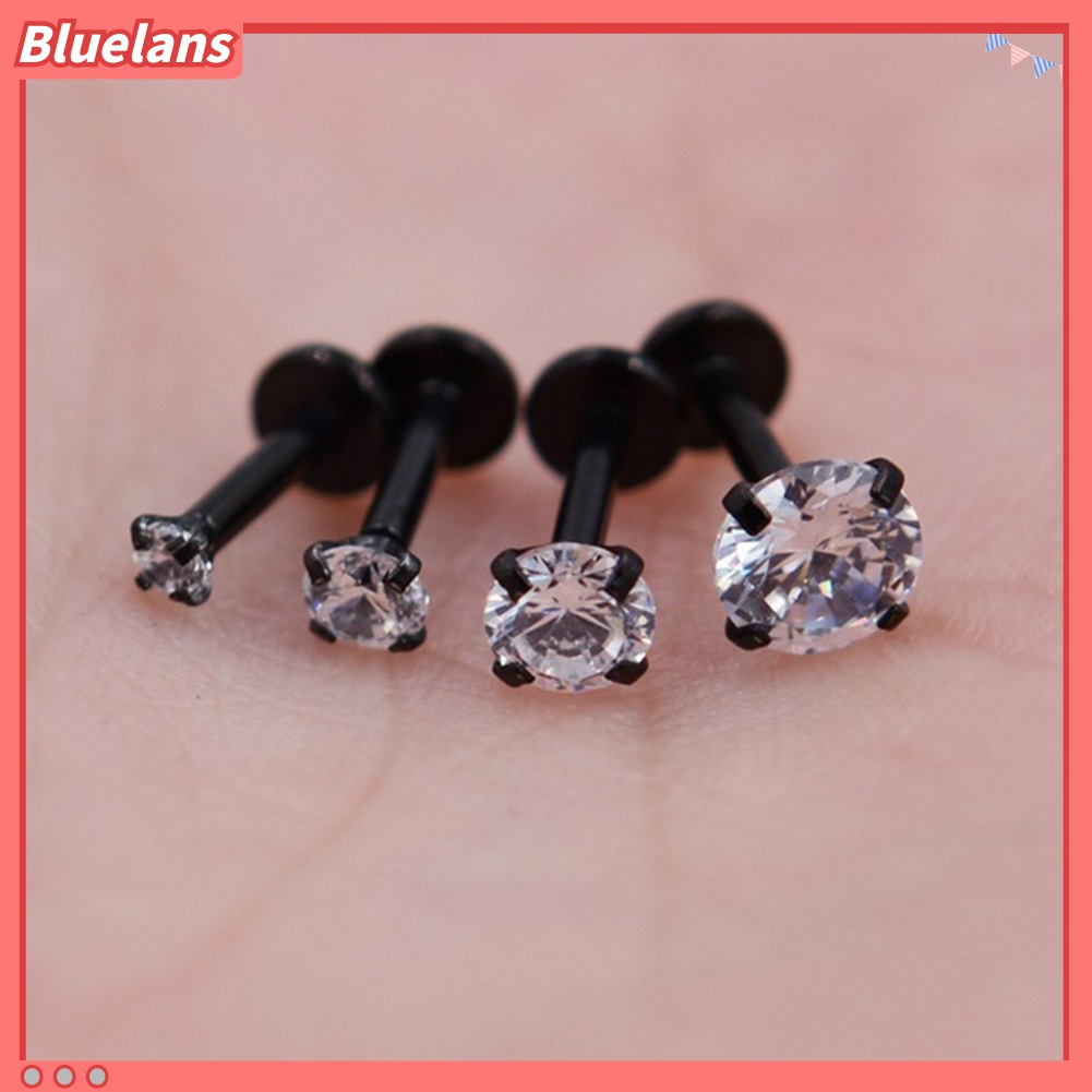 1pc Anting Stud Tindik Bibir Telinga Bahan Cubic Zirconia Untuk Wanita